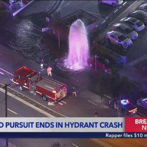 High-speed pursuit ends in hydrant crash in Pico Rivera