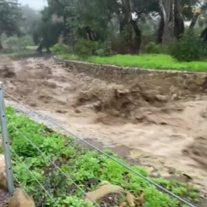 Montecito creek roars with runoff