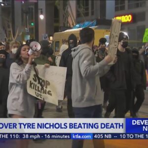 Protestors gather in Hollywood after following Tyre Nichols arrest video