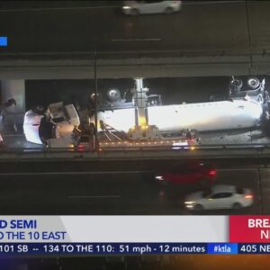 Overturned semi prompts SigAlert in downtown L.A.