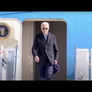 President Biden arrives to see storm damages on the Central Coast