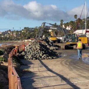 Rocks arrive to repair Yacht club parking lot