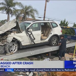 Vehicle plows into Huntington Beach home, displacing young family