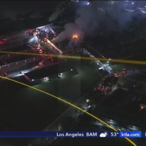 Firefighters battle blaze at high school in Compton