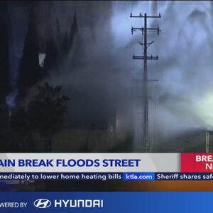 Massive water main break floods Hollywood streets