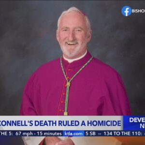 Mourners gather outside home of slain Los Angeles bishop