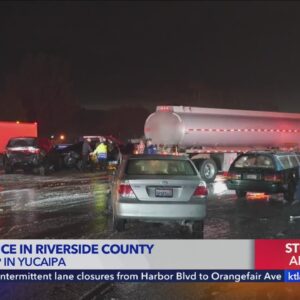 Snow causes 20-car pileup, other problems in Inland Empire
