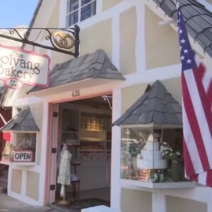 Tourists visit Solvang for an early Valentine’s celebration