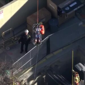 Worker rescued after falling into hole in Woodland Hills