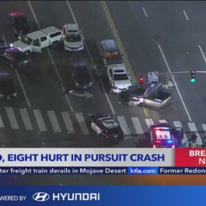 1 dead, 8 injured after pursuit ends with crash in Long Beach