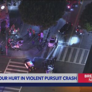 4 injured after pursuit ends with crash in downtown L.A.