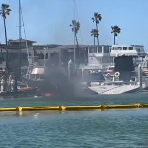 Boat fire cleanup underway in Channel Islands Harbor