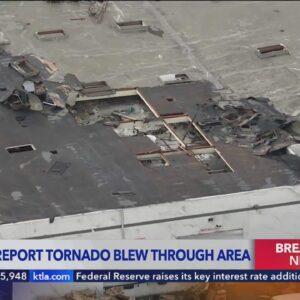 Damage caused by reported tornado in Montebello