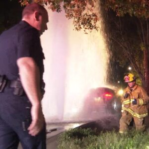 Driver takes out fire hydrant, creating huge geyser