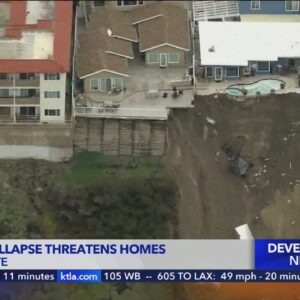 Federal, state and local officials hold press conference as hillside collapse threatens homes in San