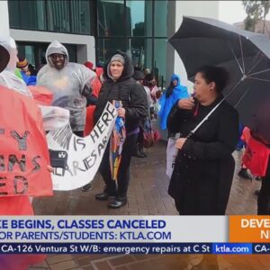 Demonstrators picket for better wages, conditions on Day 1 of LAUSD worker strike