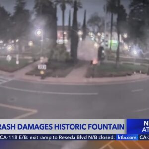 Pursuit ends with crash into historic fountain in Orange County