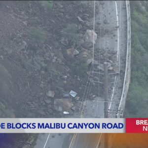 Rockslide blocks Malibu Canyon Road