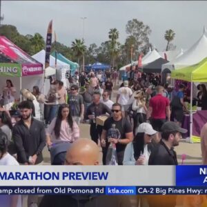 Runners getting ready for the 38th Los Angeles Marathon