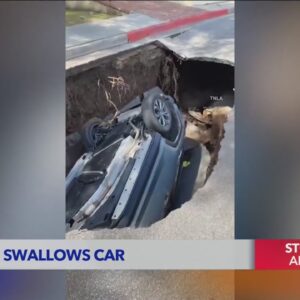 Sinkhole swallows car in Ventura County