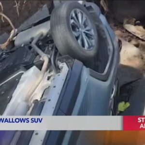 Sinkhole swallows SUV in Santa Paula