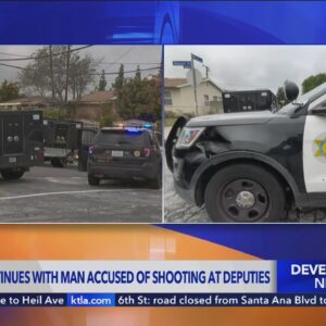 Over daylong standoff with man accused of shooting at deputies in San Gabriel Valley continues