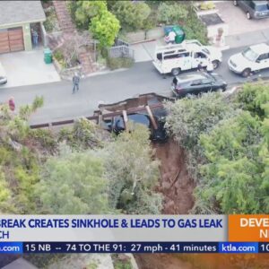 Water main break creates sinkhole, leads to gas leak in Laguna Beach