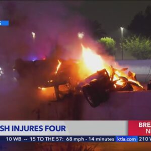 4 injured in fiery crash on 5 Freeway in Santa Fe Springs