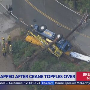Crane driver trapped under power lines in Malibu crash