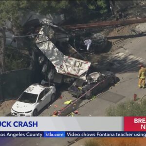 Dump truck driver injured in Brentwood crash; power lines downed