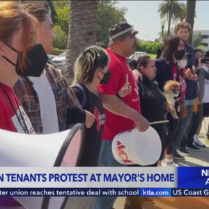 Chinatown renters camp out overnight at Los Angeles mayor's home to protest rent hike 