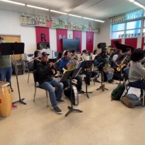Rio Mesa High School Jazz band preparing to perform with Ladd McIntosh Big Band