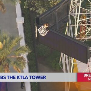 Man climbs KTLA Tower in Hollywood