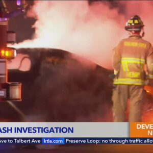 Motorcyclist killed in fiery crash on 405 Freeway