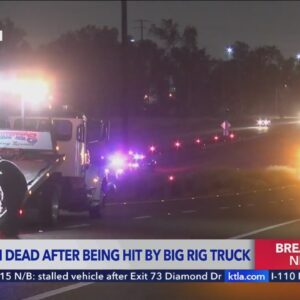 Pedestrian dead after being hit by big rig on 10 Freeway in Bloomington