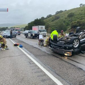 Car rollover on northbound Highway 101 closes two lanes near Highway 1, all patients ...