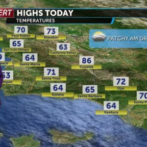 Patchy morning drizzle, with pockets of sunshine by the afternoon