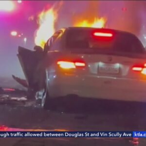 South L.A. police pursuit ends in fiery crash