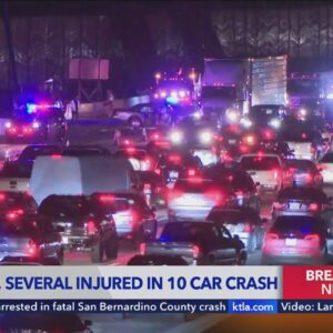 1 dead, several injured in multi-car crash on I-10 in Upland