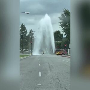 Fire hydrant sheared off in Calabasas collision