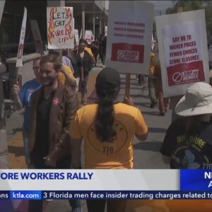 Southern California grocery workers rally against Albertsons-Kroger merger
