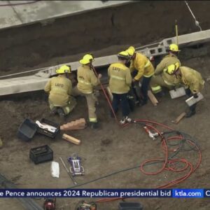 Person trapped under concrete wall in Pacoima