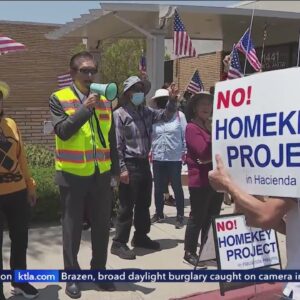 Residents protest new homeless housing complex in Hacienda Heights