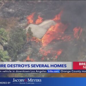 Brush fire destroys at least 2 homes, other structures in Riverside County