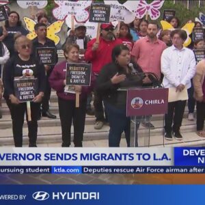 Activists, city leaders blasting Texas governor for bussing migrants to L.A.