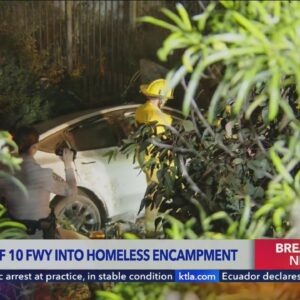 Car flies into homeless encampment, injuring 5