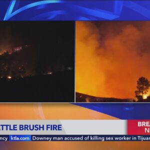 Crews battle brush fire burning near Castaic Lake