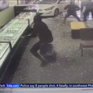 Video shows thieves crash through jewelry store, assault clerk in La Verne