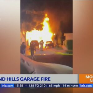 Garage full of cars catches fire in Woodland Hills