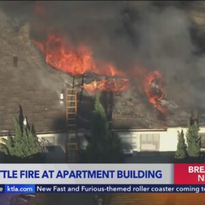 Firefighters battle massive fires at 2 apartment buildings in Hollywood